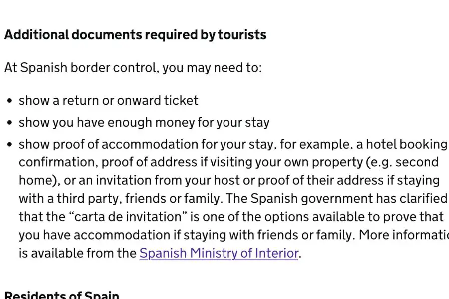 entry requirements to Spain UK Government