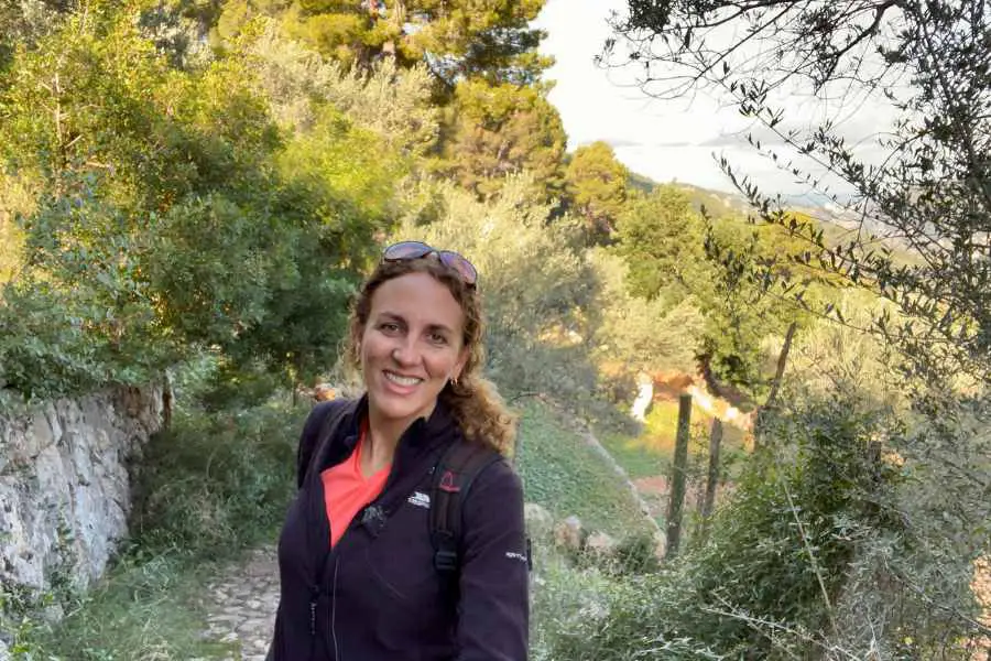 This is me hiking happy on the easy Soller hiking route in Mallorca